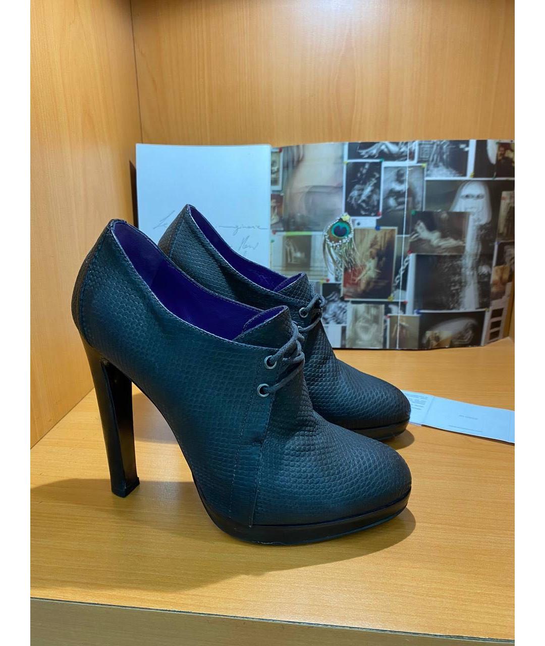 SERGIO ROSSI Темно-синие кожаные туфли, фото 4