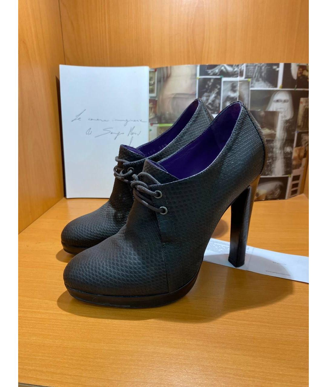 SERGIO ROSSI Темно-синие кожаные туфли, фото 3