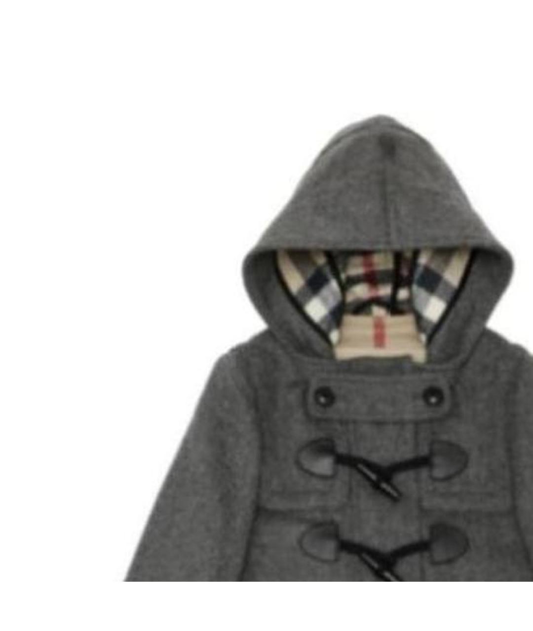 BURBERRY Серое шерстяное пальто, фото 2