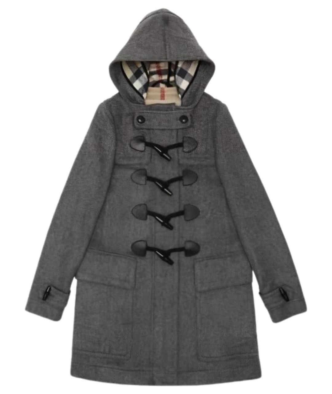 BURBERRY Серое шерстяное пальто, фото 1