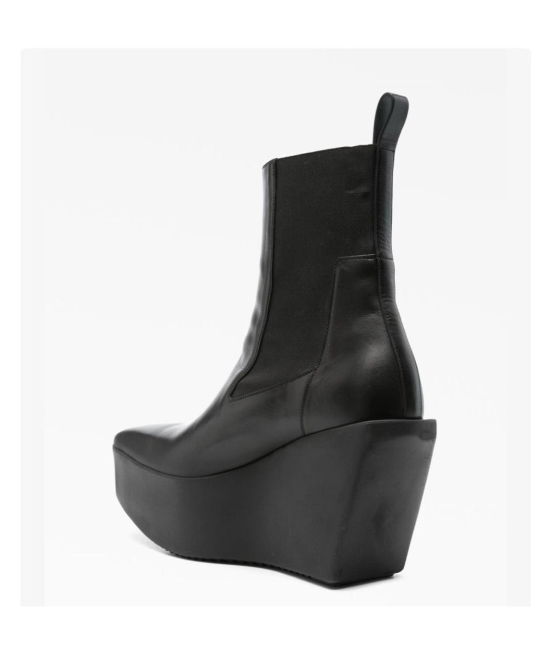 RICK OWENS Черные кожаные ботинки, фото 3