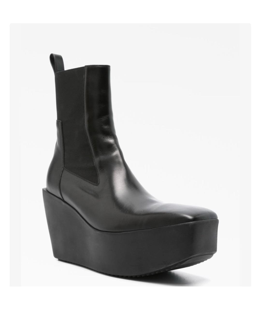 RICK OWENS Черные кожаные ботинки, фото 2