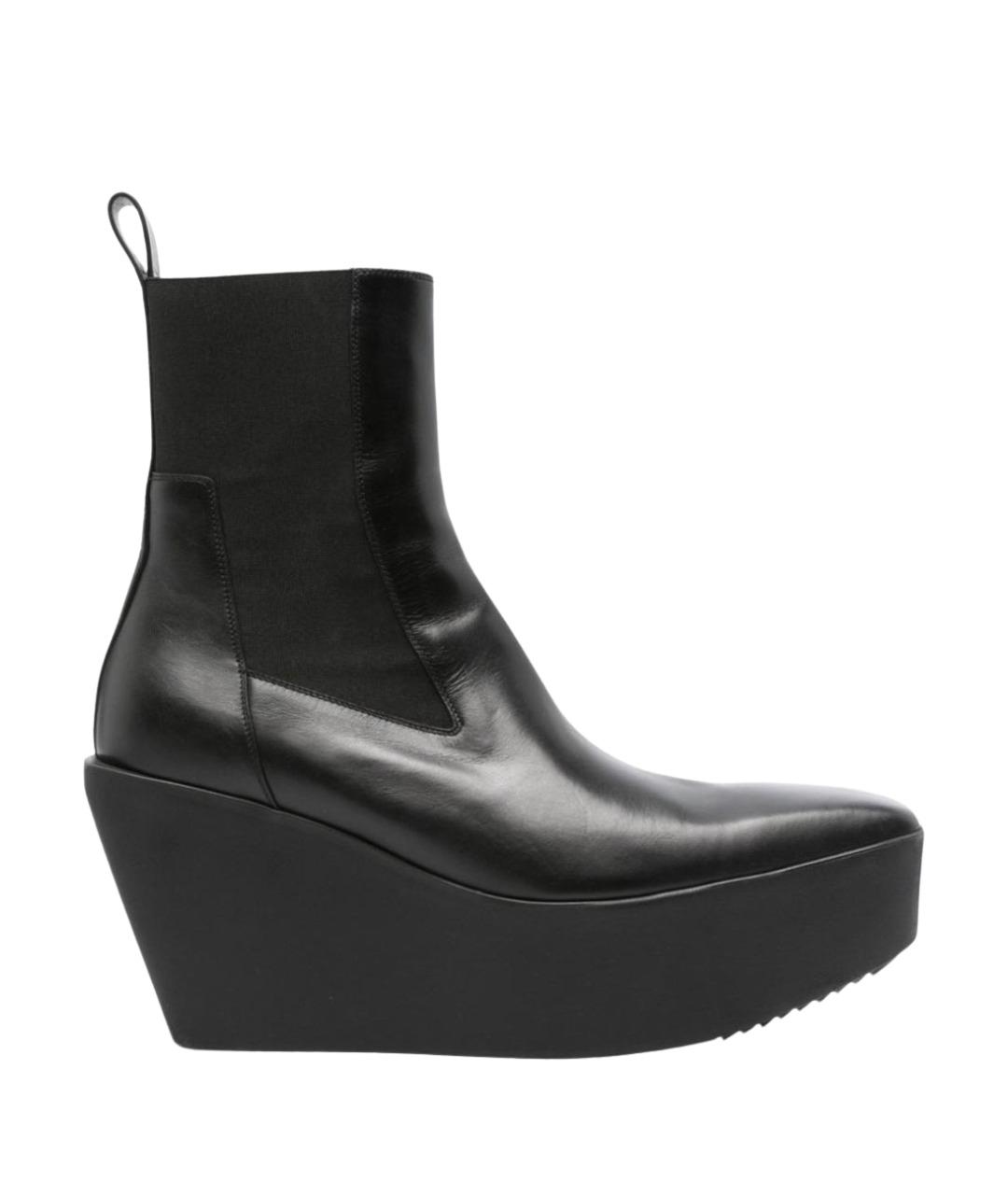 RICK OWENS Черные кожаные ботинки, фото 1