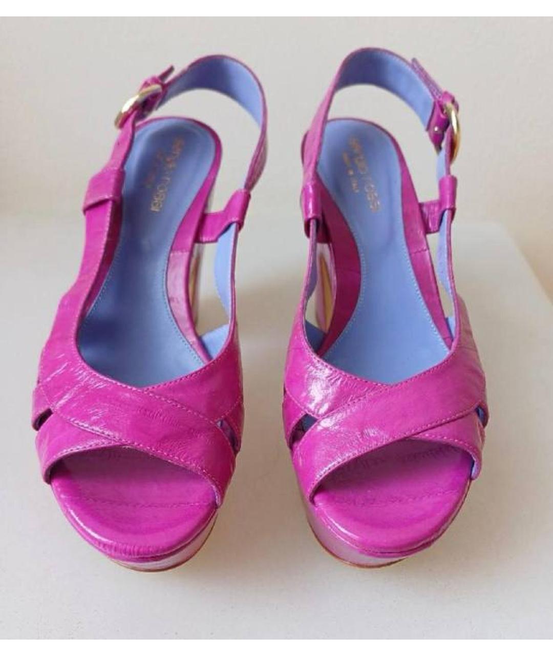 SERGIO ROSSI Розовые кожаные туфли, фото 4