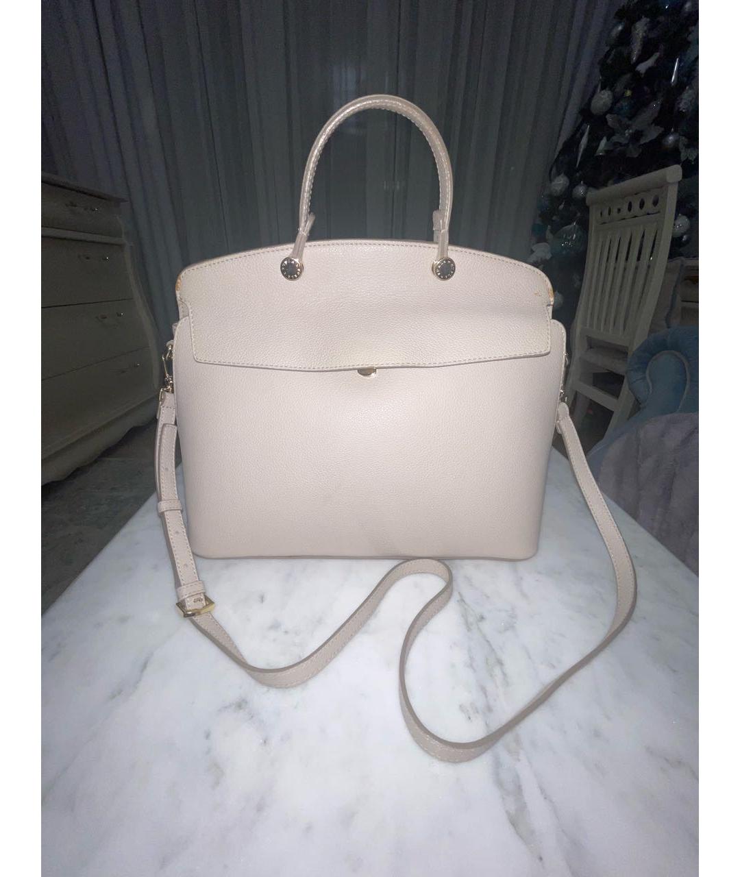 FURLA Бежевая кожаная сумка с короткими ручками, фото 8