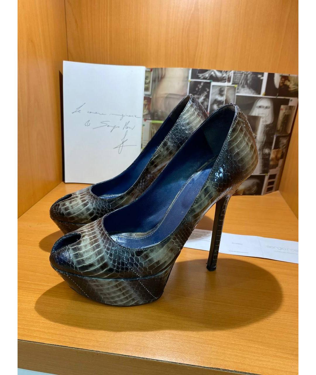 SERGIO ROSSI Коричневые кожаные босоножки, фото 4