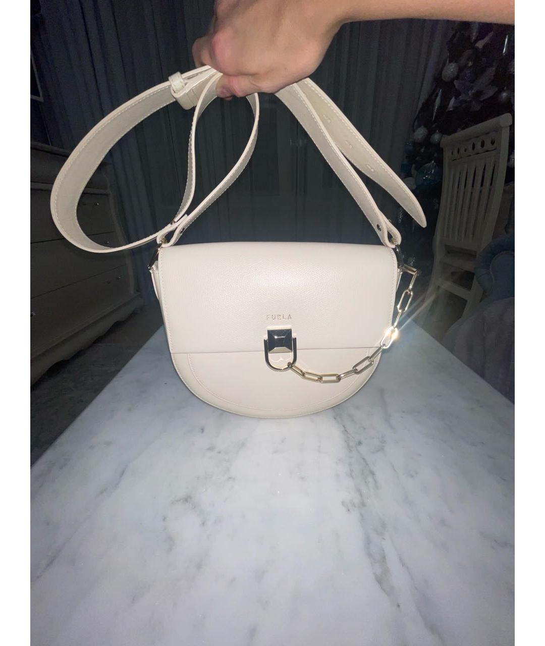 FURLA Бежевая кожаная сумка через плечо, фото 5