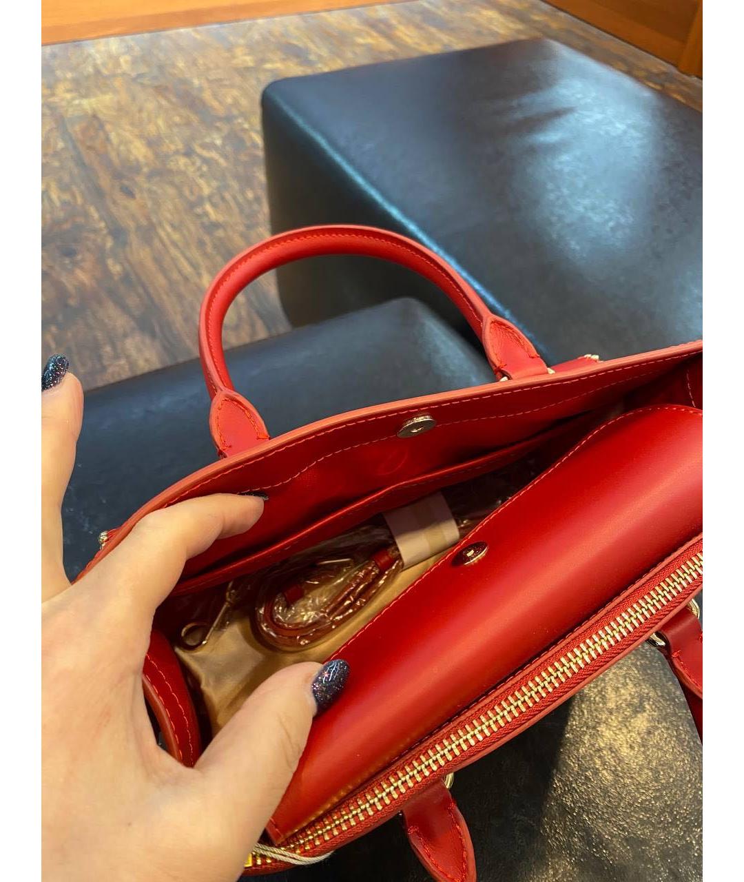 LANCASTER Красная кожаная сумка с короткими ручками, фото 3