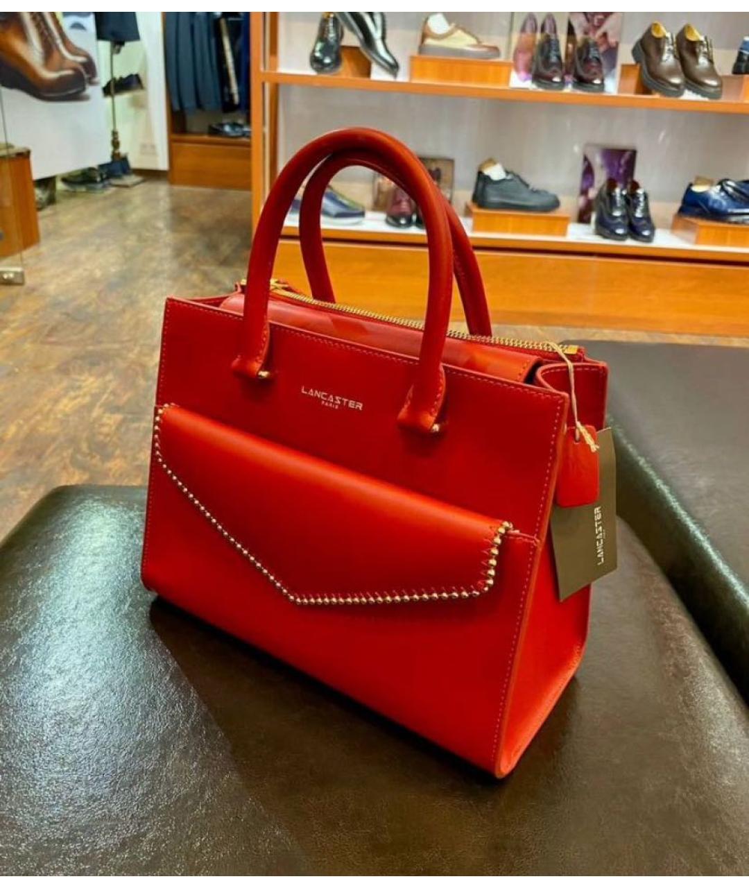 LANCASTER Красная кожаная сумка с короткими ручками, фото 2