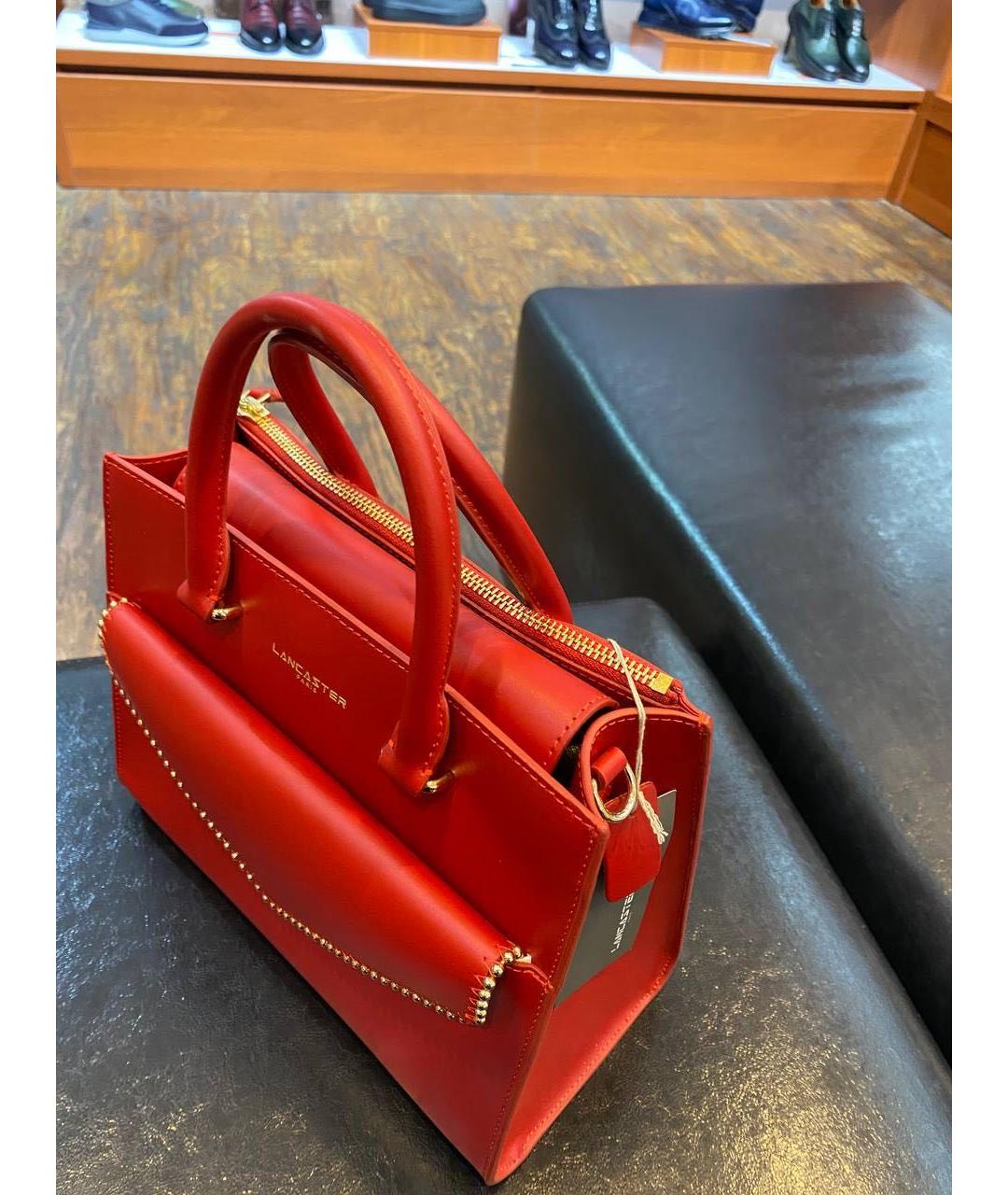 LANCASTER Красная кожаная сумка с короткими ручками, фото 4