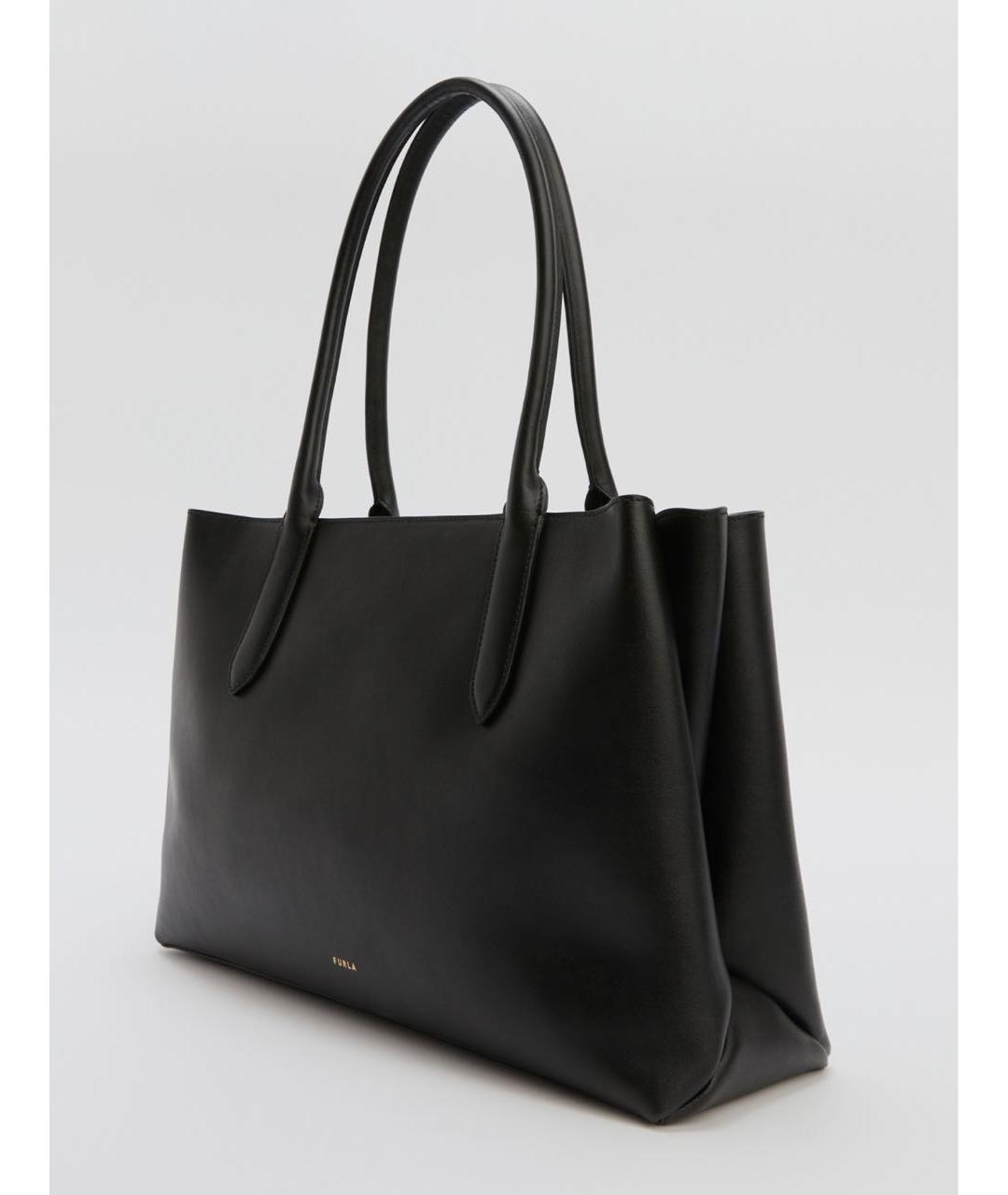 FURLA Черная кожаная сумка тоут, фото 2