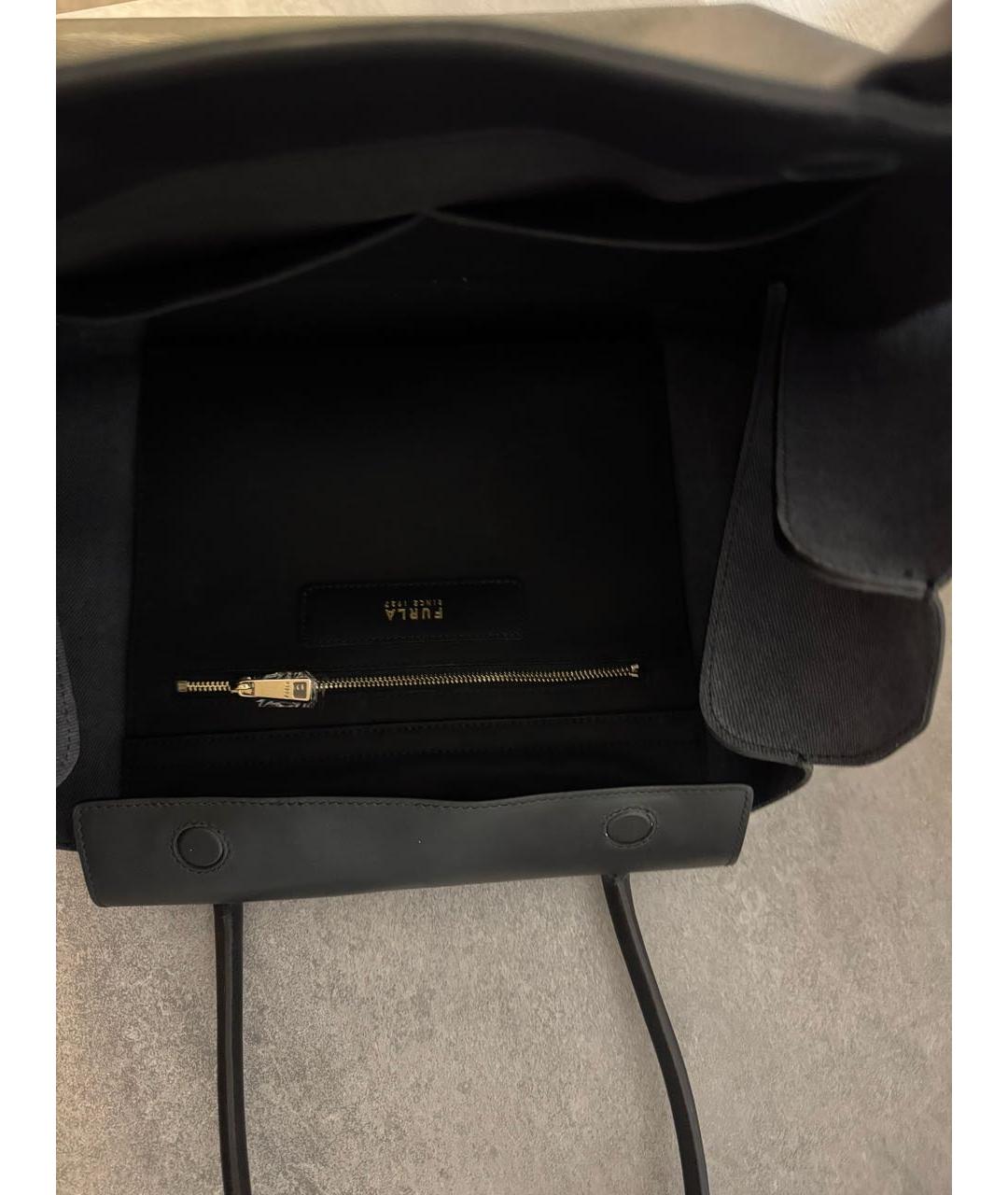 FURLA Черная кожаная сумка тоут, фото 5