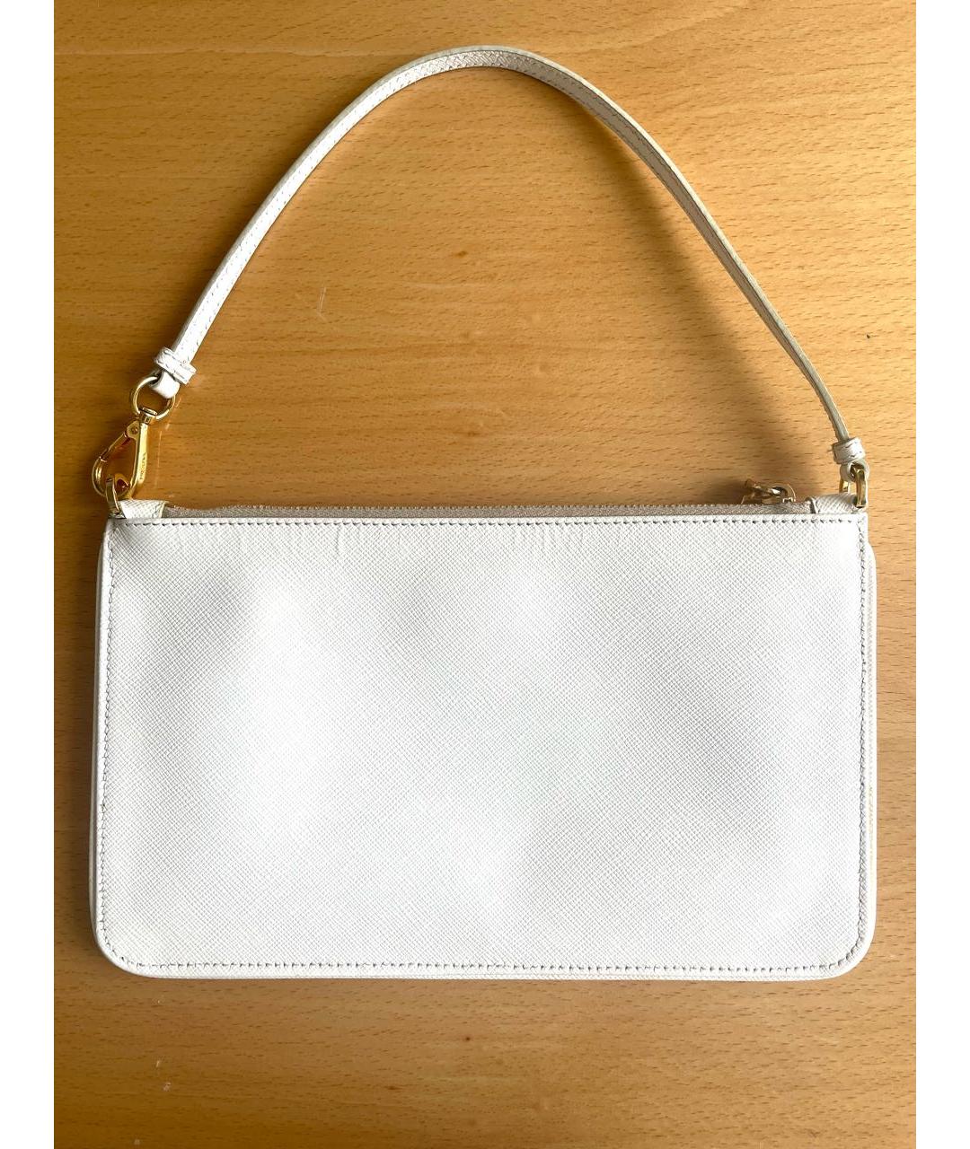 PRADA Белая кожаная сумка с короткими ручками, фото 3