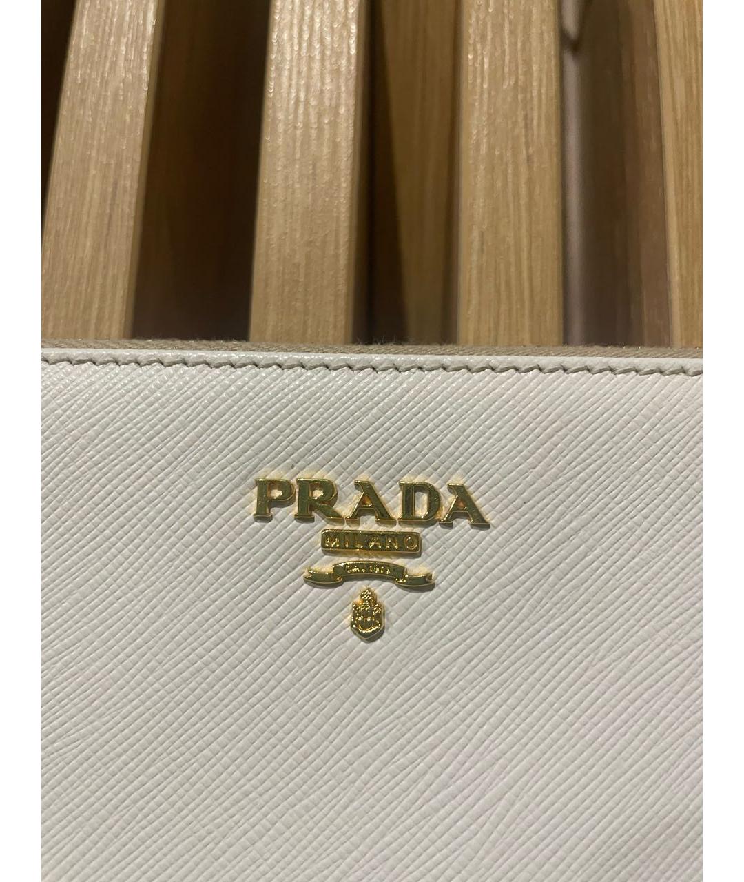 PRADA Белая кожаная сумка с короткими ручками, фото 7