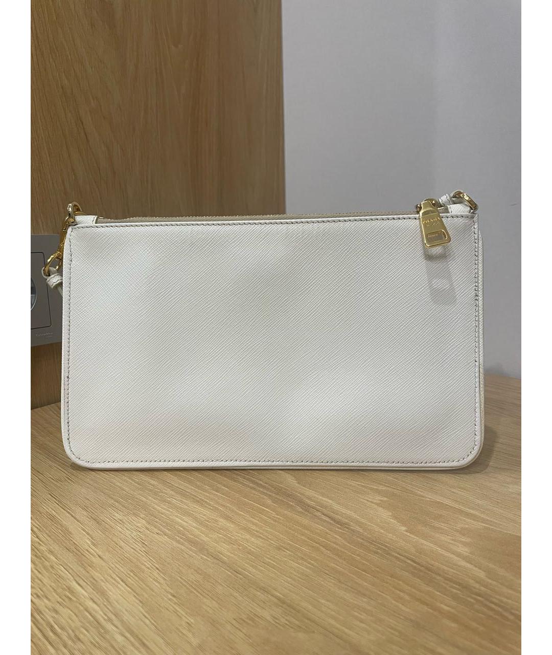 PRADA Белая кожаная сумка с короткими ручками, фото 8