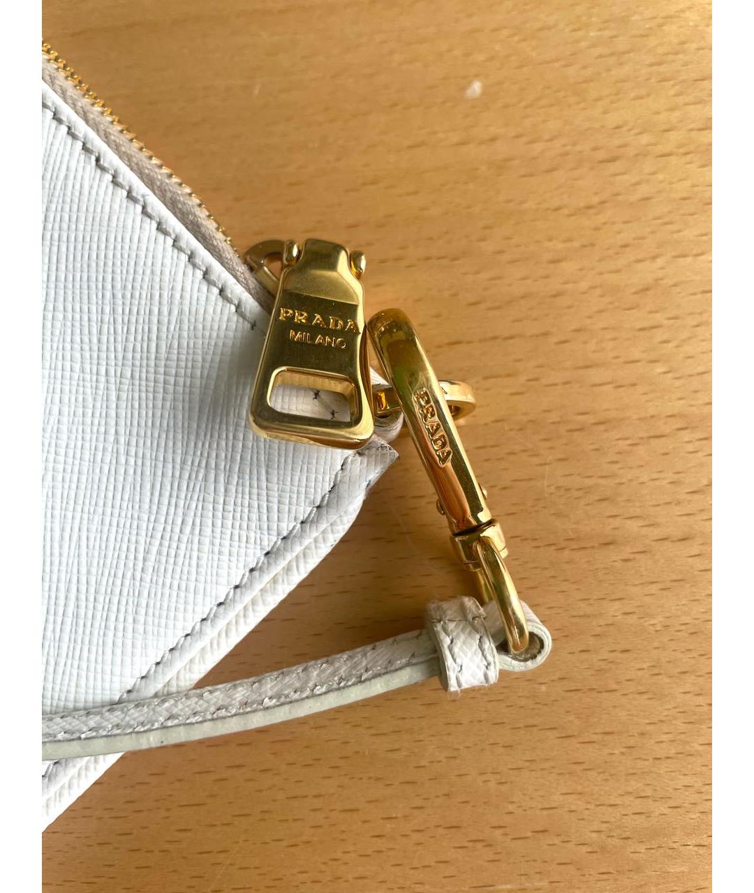 PRADA Белая кожаная сумка с короткими ручками, фото 5