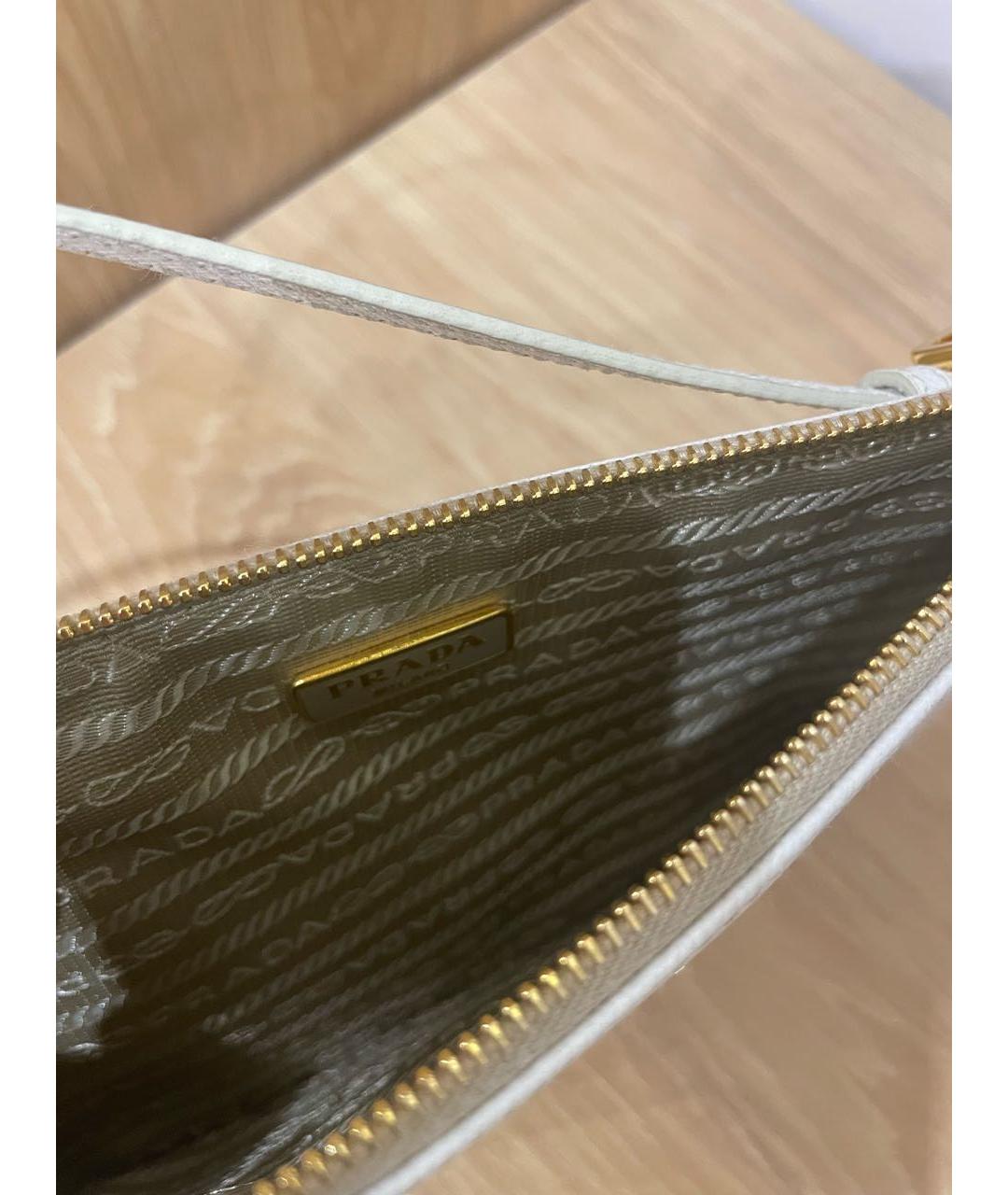 PRADA Белая кожаная сумка с короткими ручками, фото 4