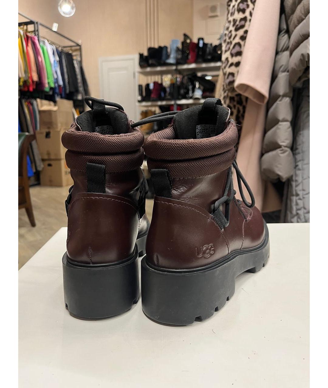 UGG AUSTRALIA Бордовые кожаные ботинки, фото 6