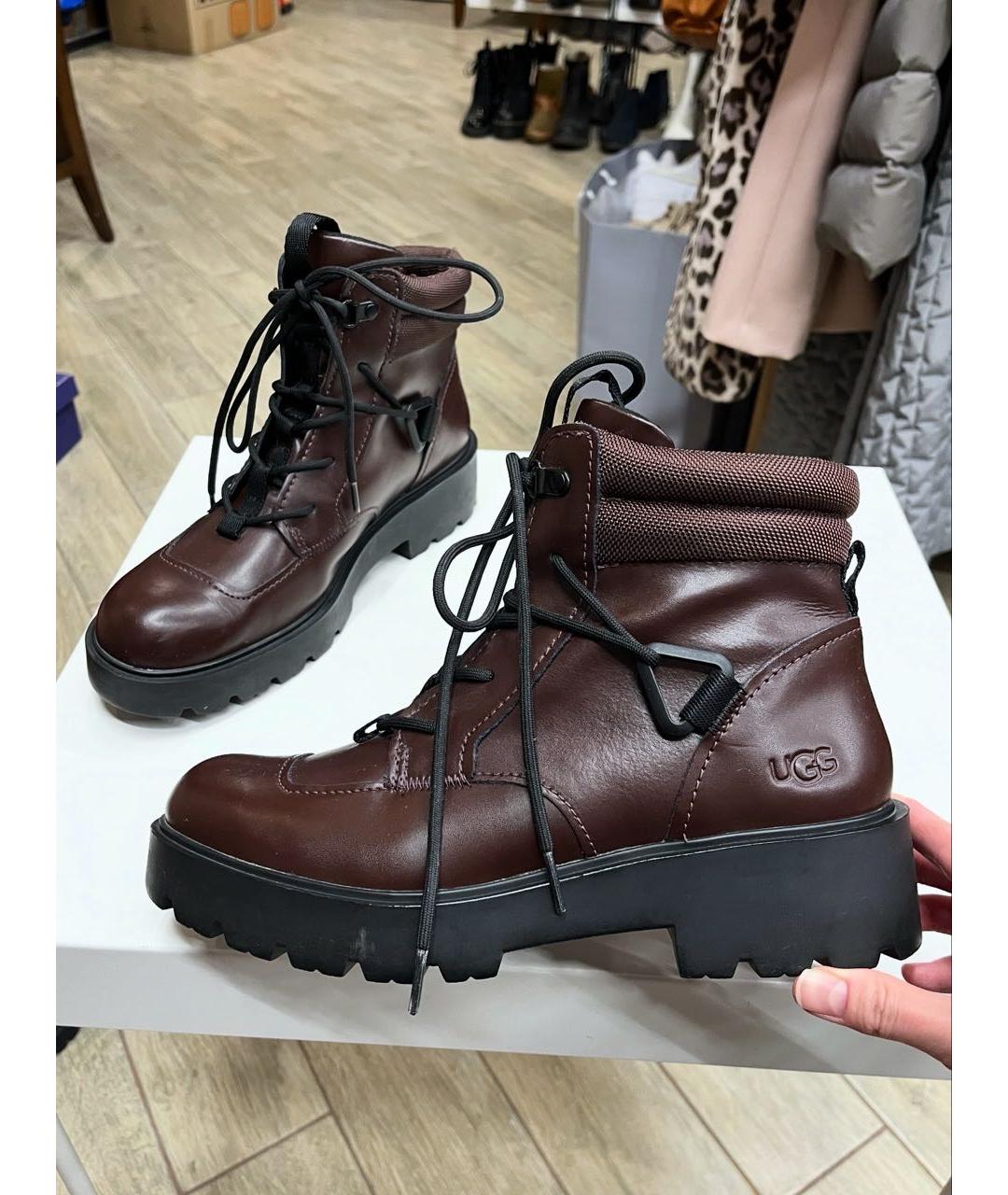 UGG AUSTRALIA Бордовые кожаные ботинки, фото 9