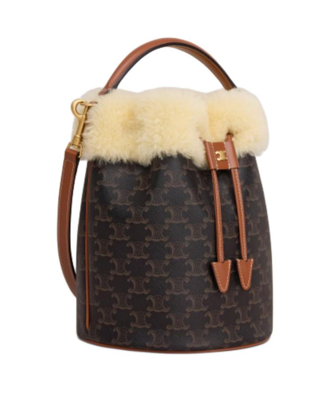 CELINE Коричневая кожаная сумка через плечо, фото 2