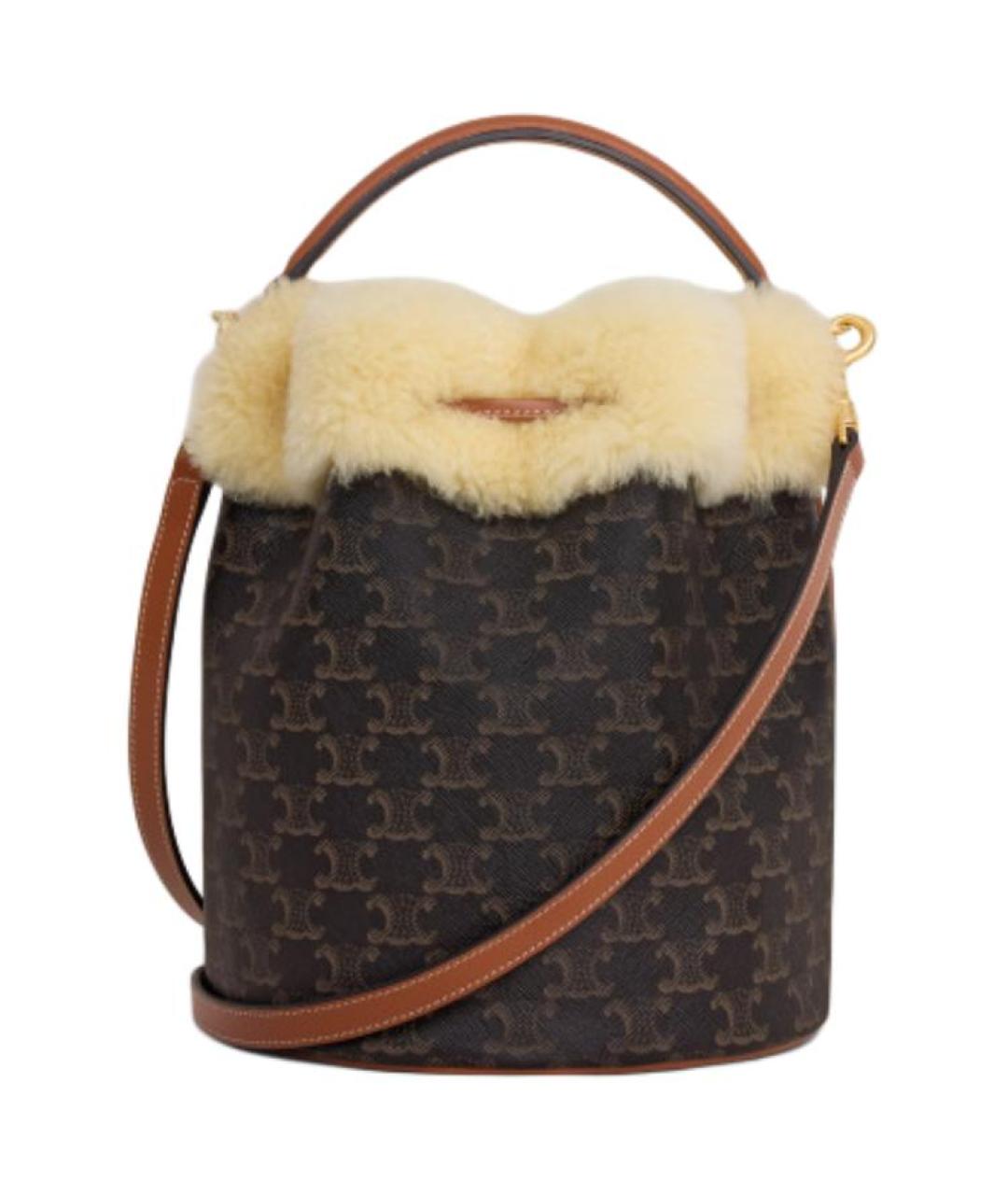 CELINE Коричневая кожаная сумка через плечо, фото 3