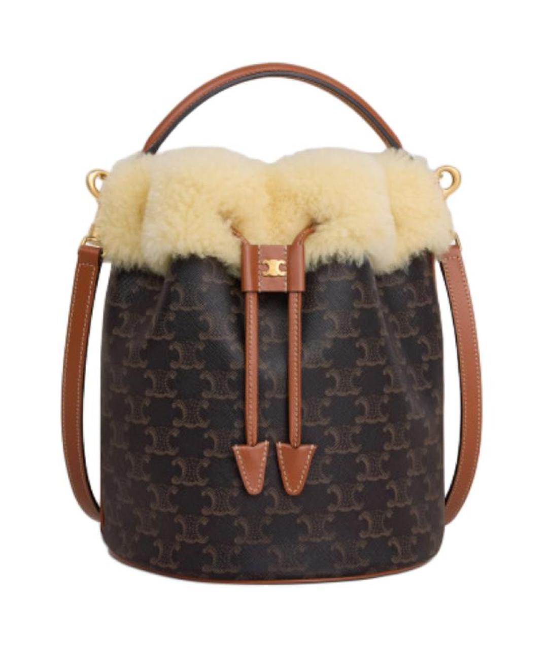 CELINE Коричневая кожаная сумка через плечо, фото 1