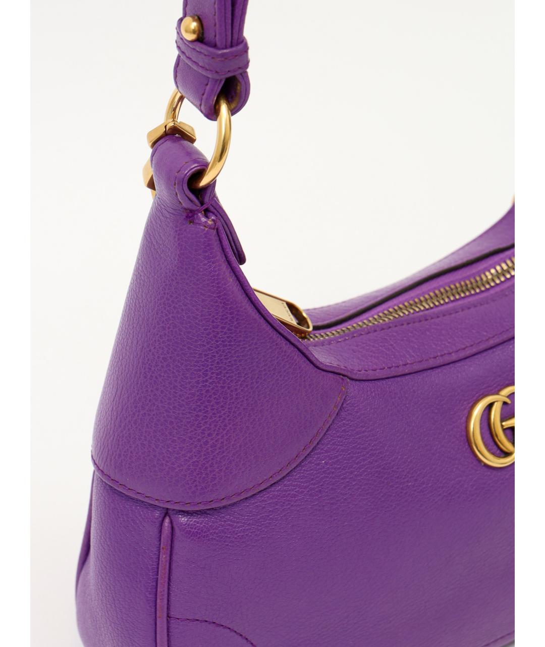 GUCCI Фиолетовая кожаная сумка с короткими ручками, фото 5