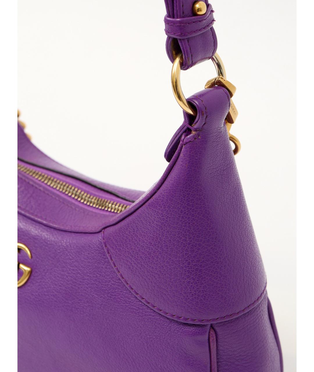 GUCCI Фиолетовая кожаная сумка с короткими ручками, фото 6