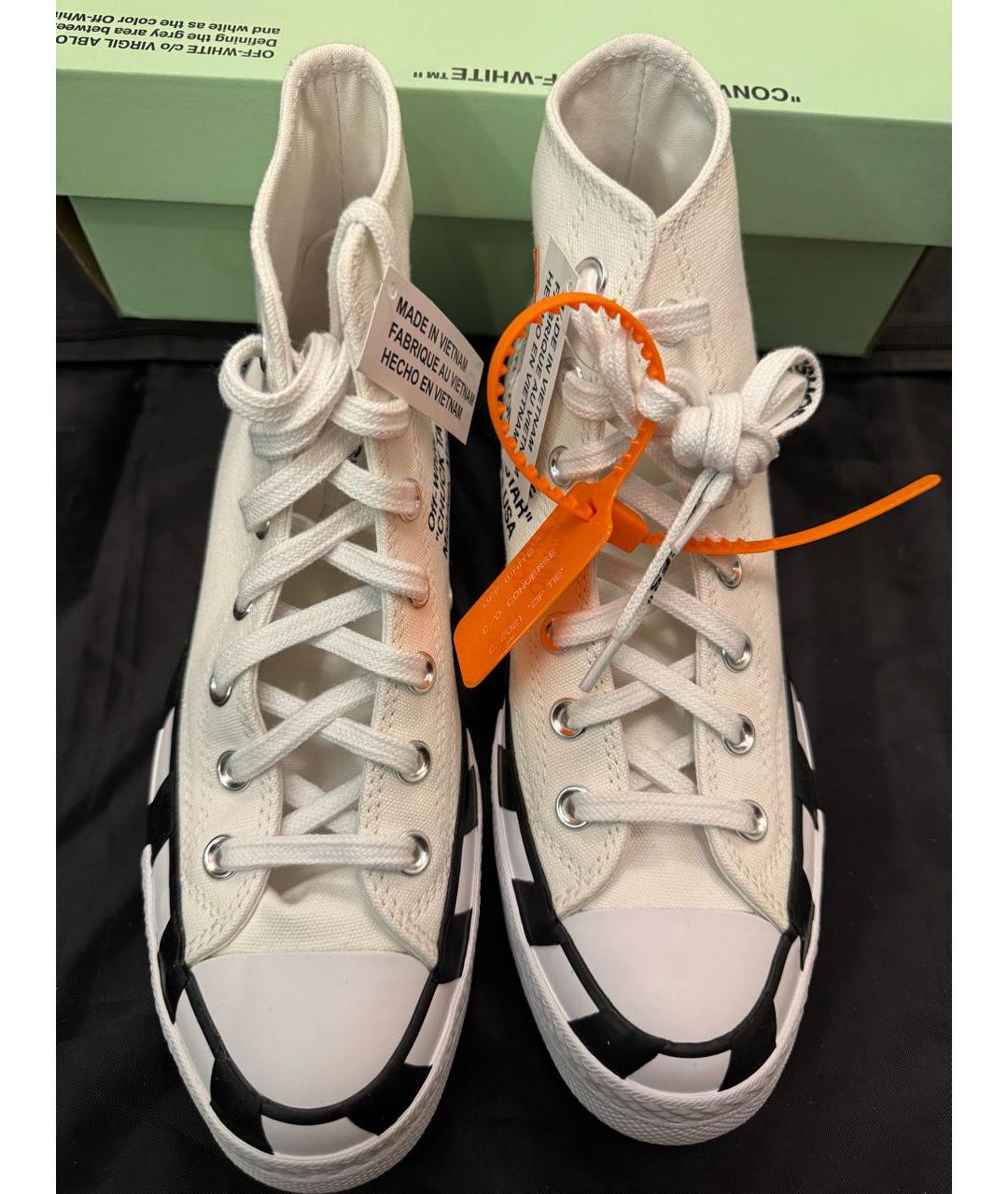 OFF-WHITE Белые текстильные высокие кроссовки / кеды, фото 2