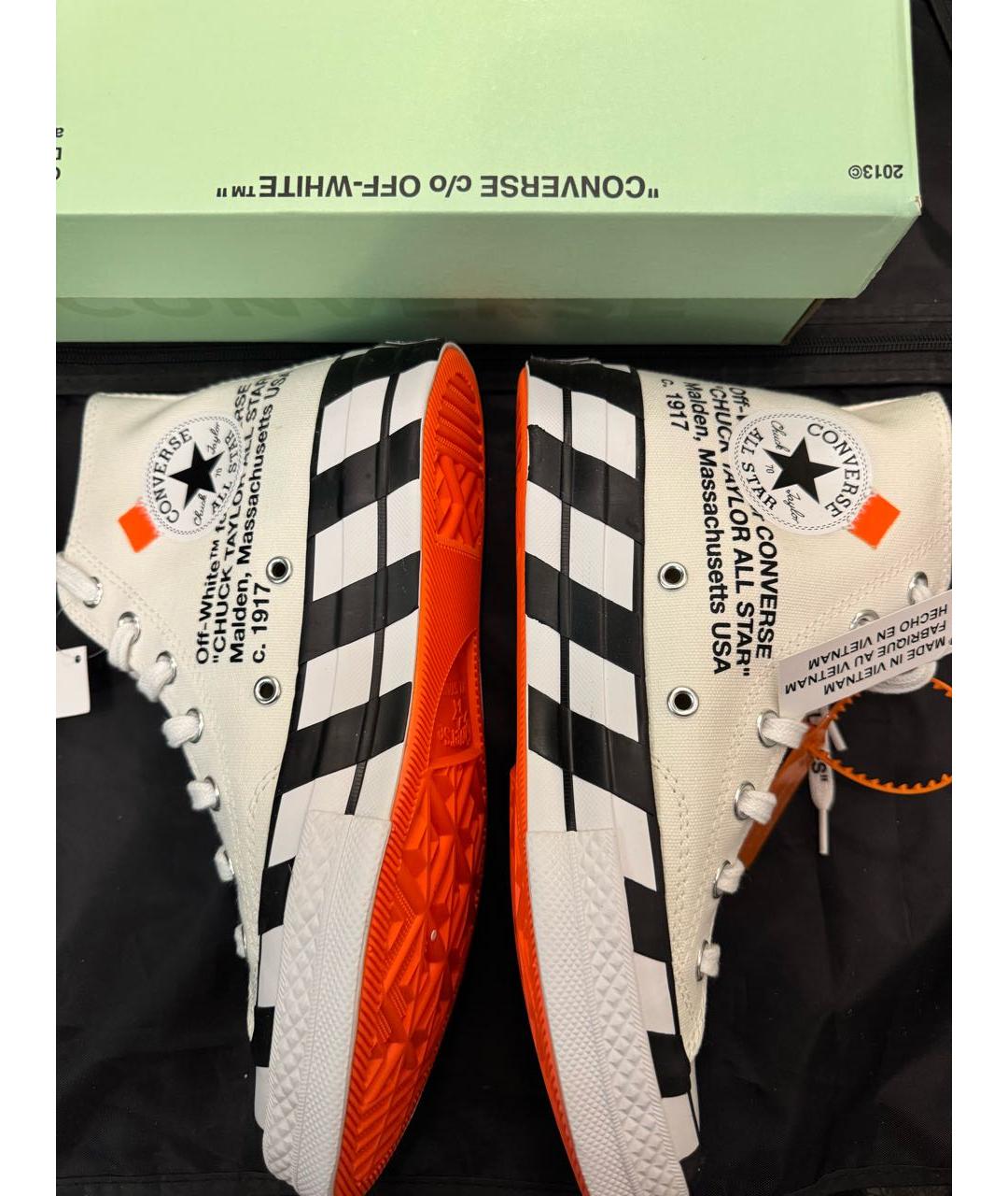 OFF-WHITE Белые текстильные высокие кроссовки / кеды, фото 3