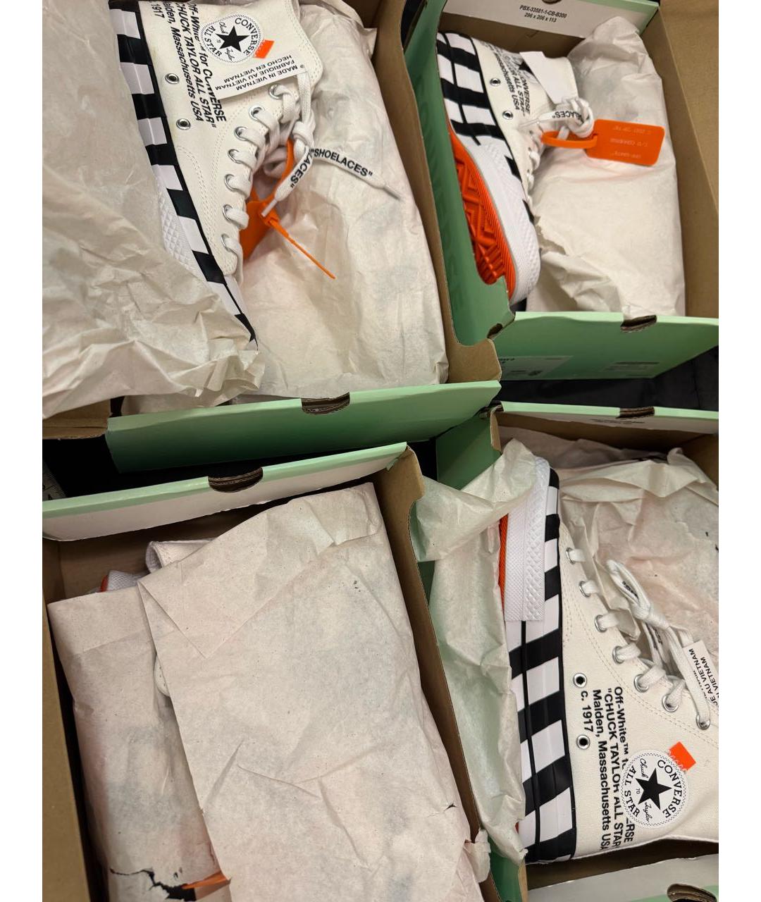 OFF-WHITE Белые текстильные высокие кроссовки / кеды, фото 5