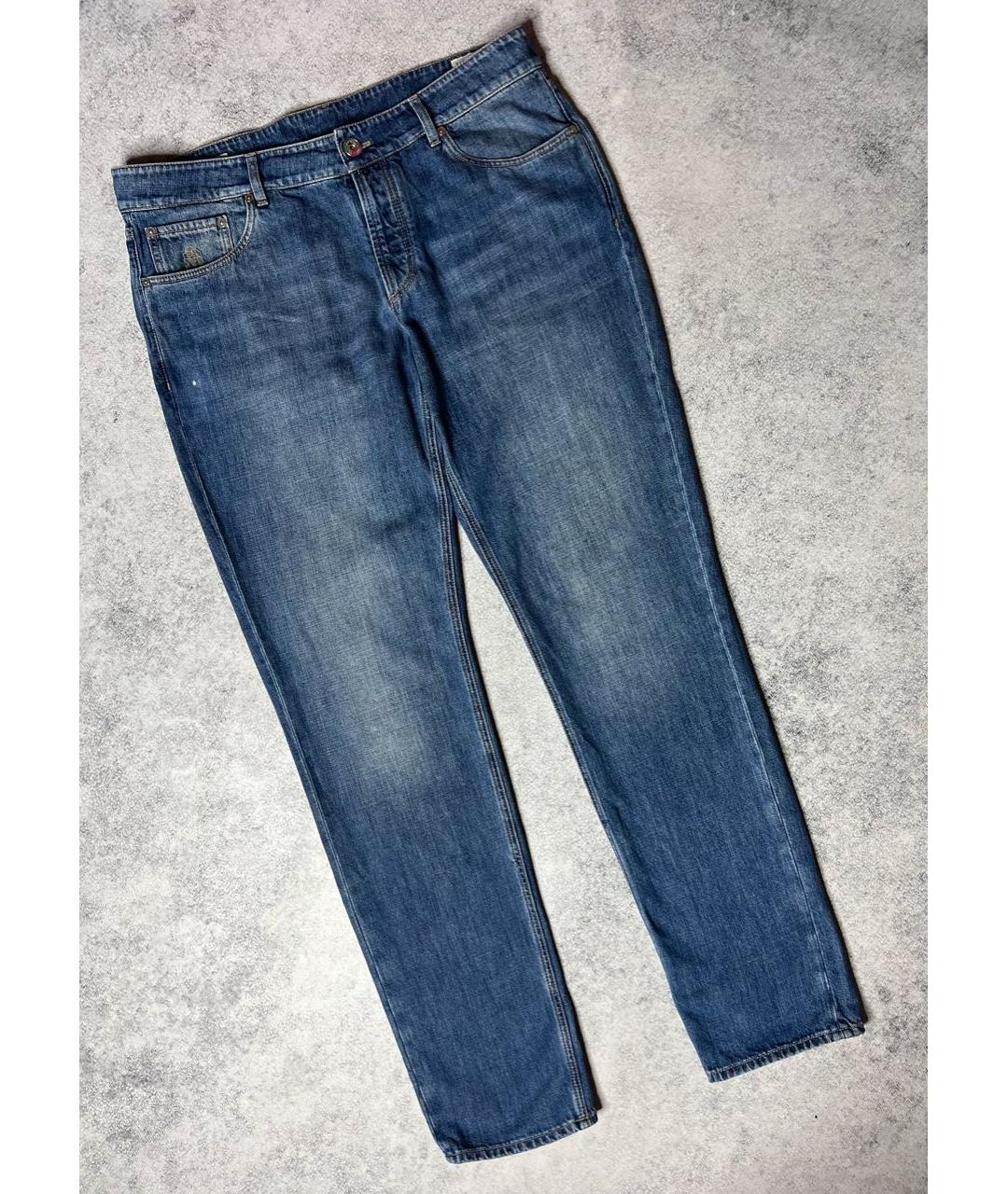 BRUNELLO CUCINELLI Синие хлопковые джинсы скинни, фото 9