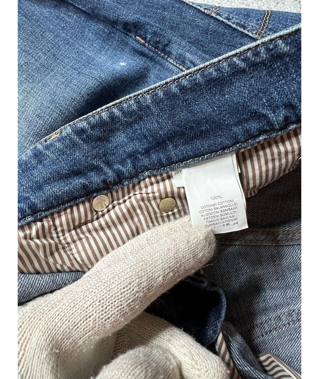 BRUNELLO CUCINELLI Синие хлопковые джинсы скинни, фото 8