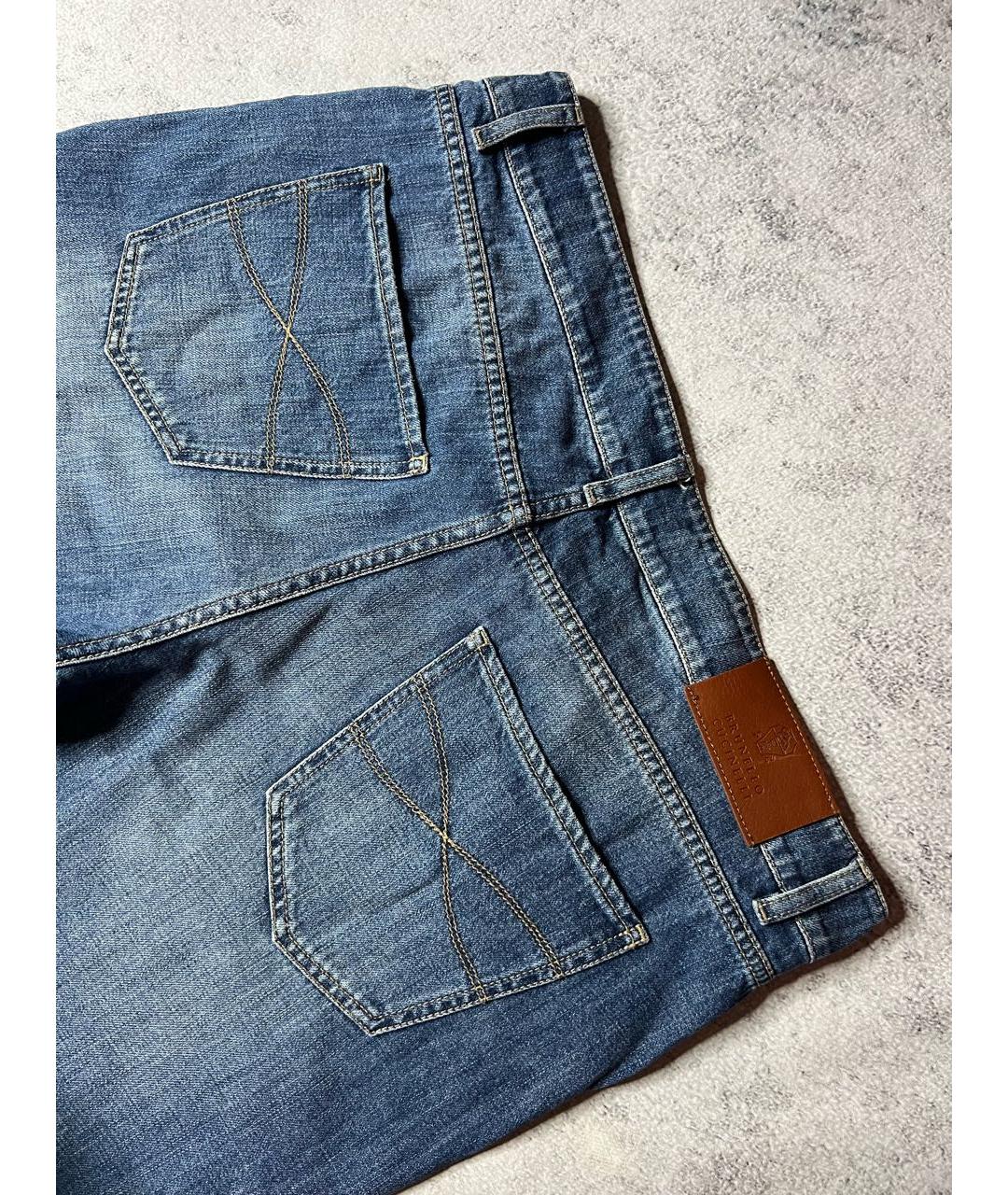 BRUNELLO CUCINELLI Синие хлопковые джинсы скинни, фото 4