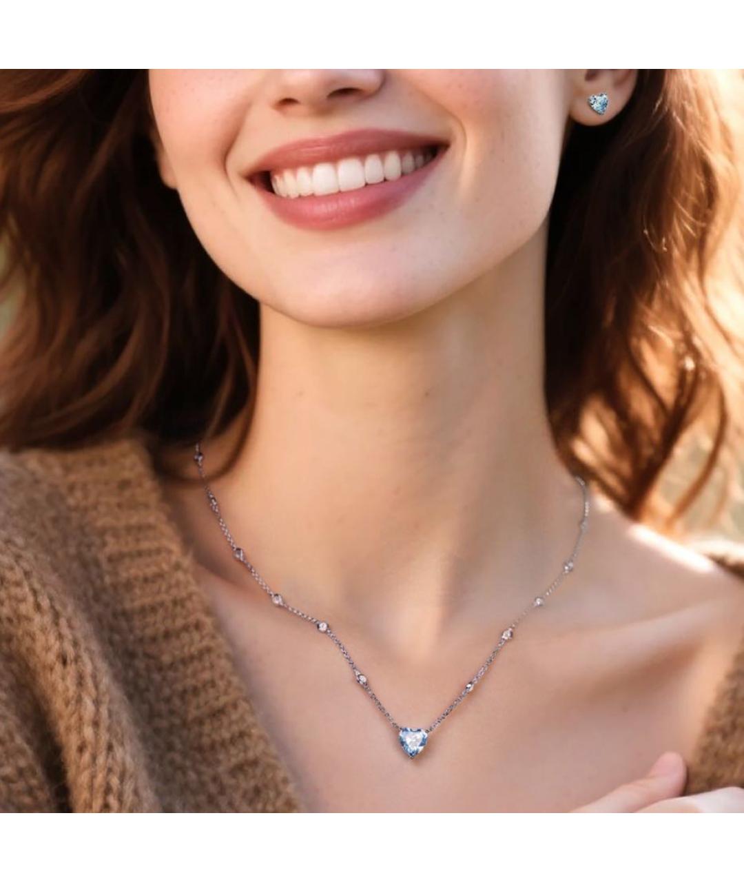 APM Monaco Голубое серебряное колье, фото 4