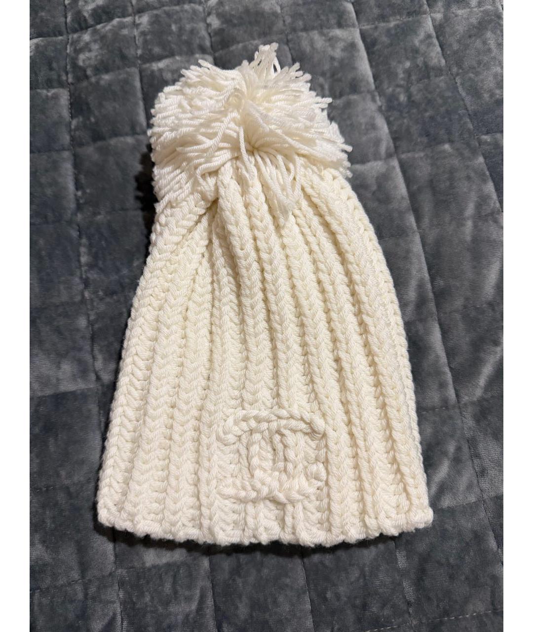 CHANEL Белая кашемировая шапка, фото 6