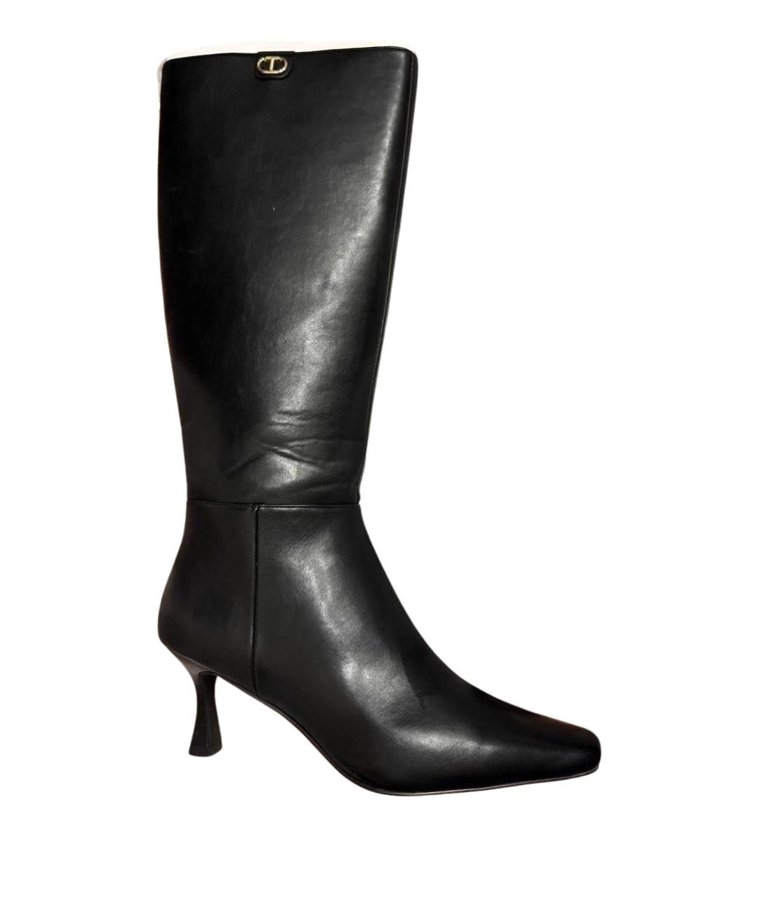 TWIN-SET Черные кожаные сапоги, фото 1