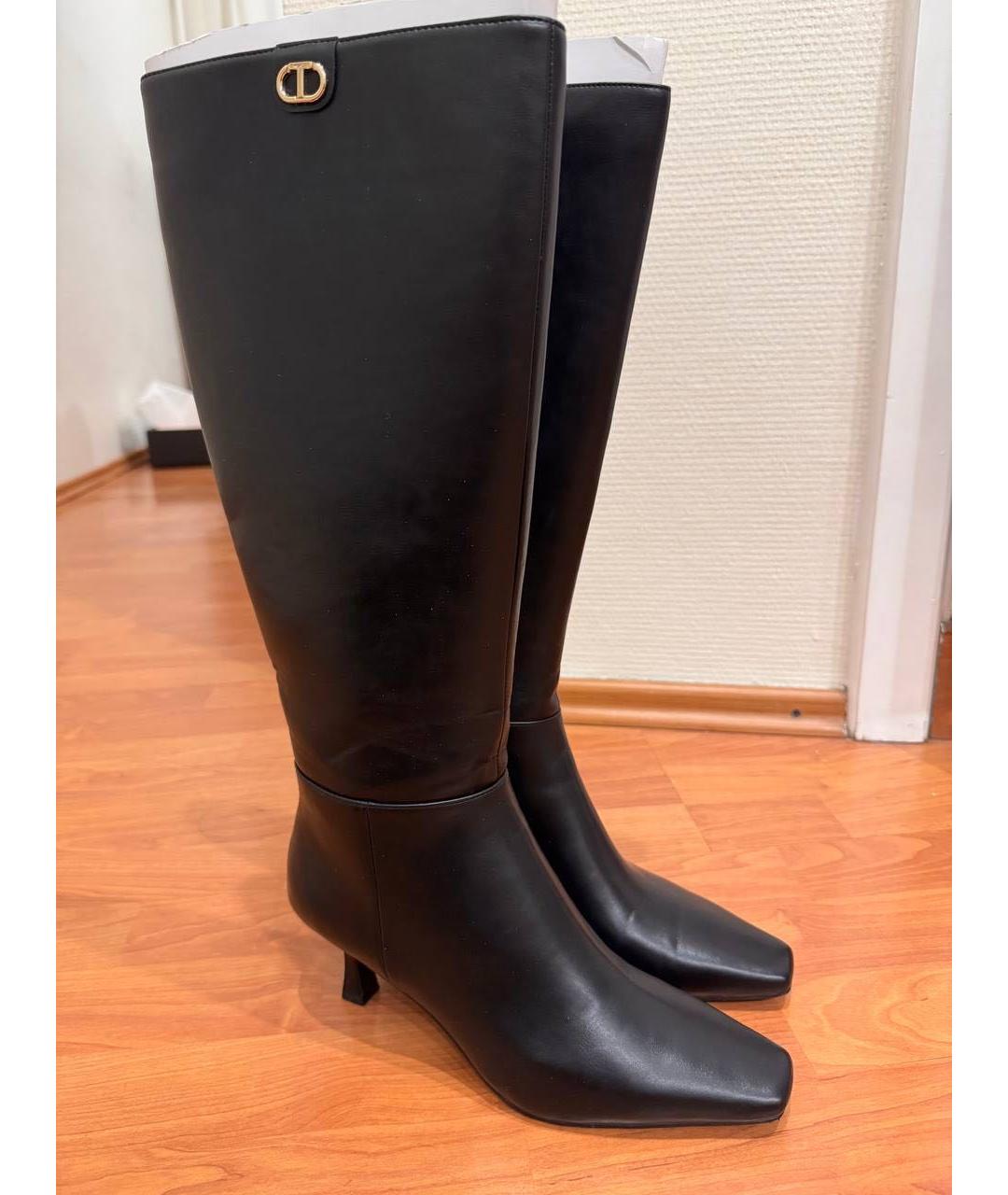 TWIN-SET Черные кожаные сапоги, фото 3