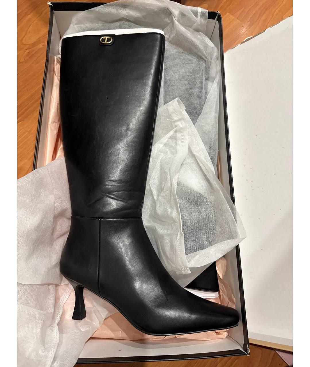 TWIN-SET Черные кожаные сапоги, фото 5