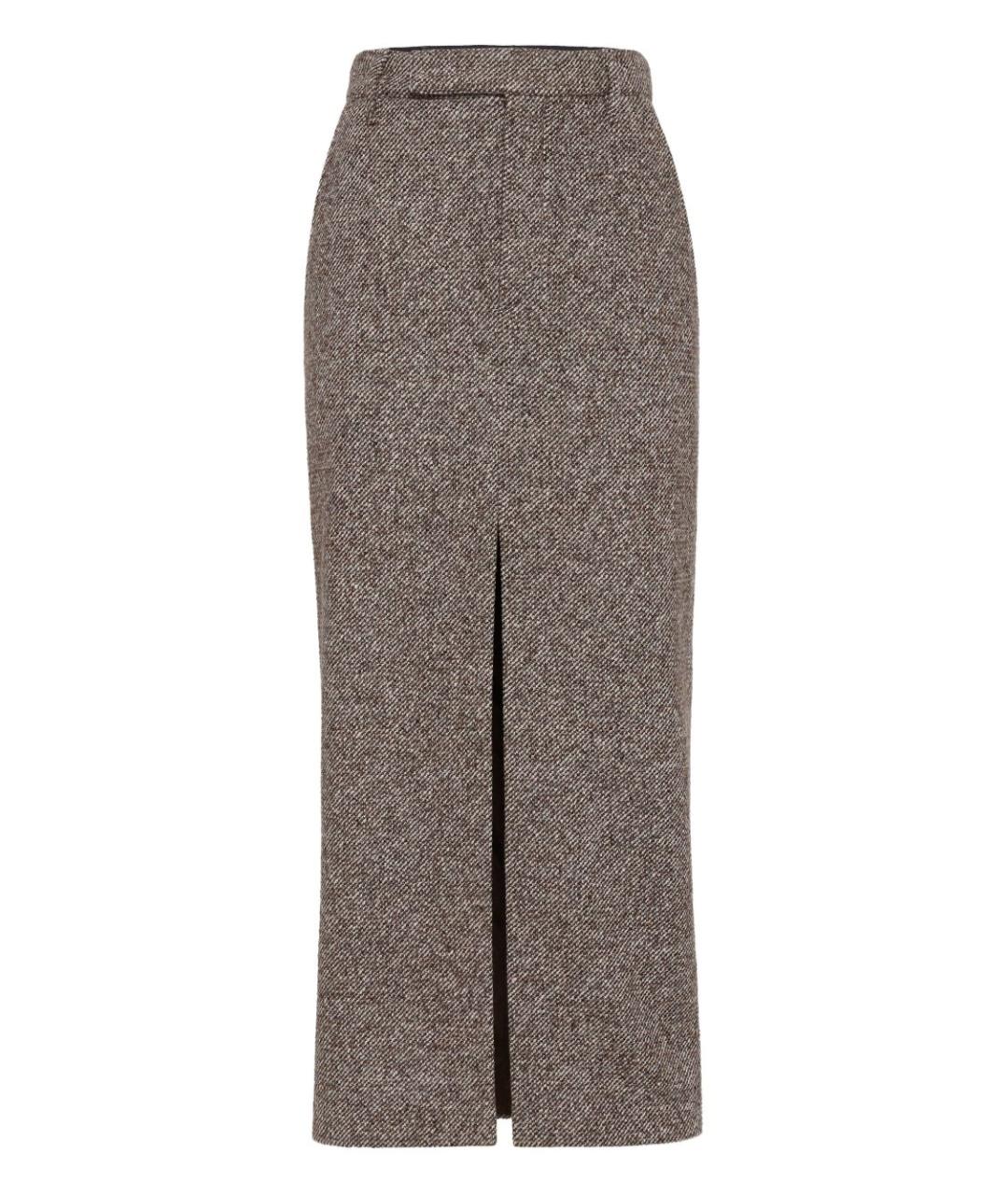 BRUNELLO CUCINELLI Коричневая шерстяная юбка макси, фото 1