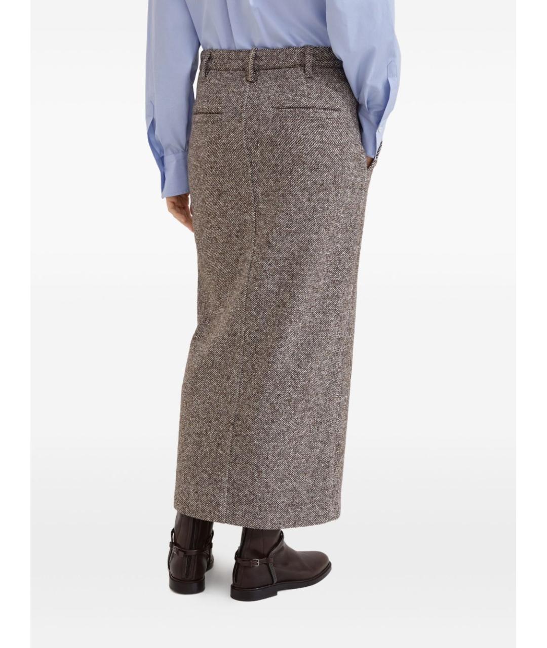 BRUNELLO CUCINELLI Коричневая шерстяная юбка макси, фото 2