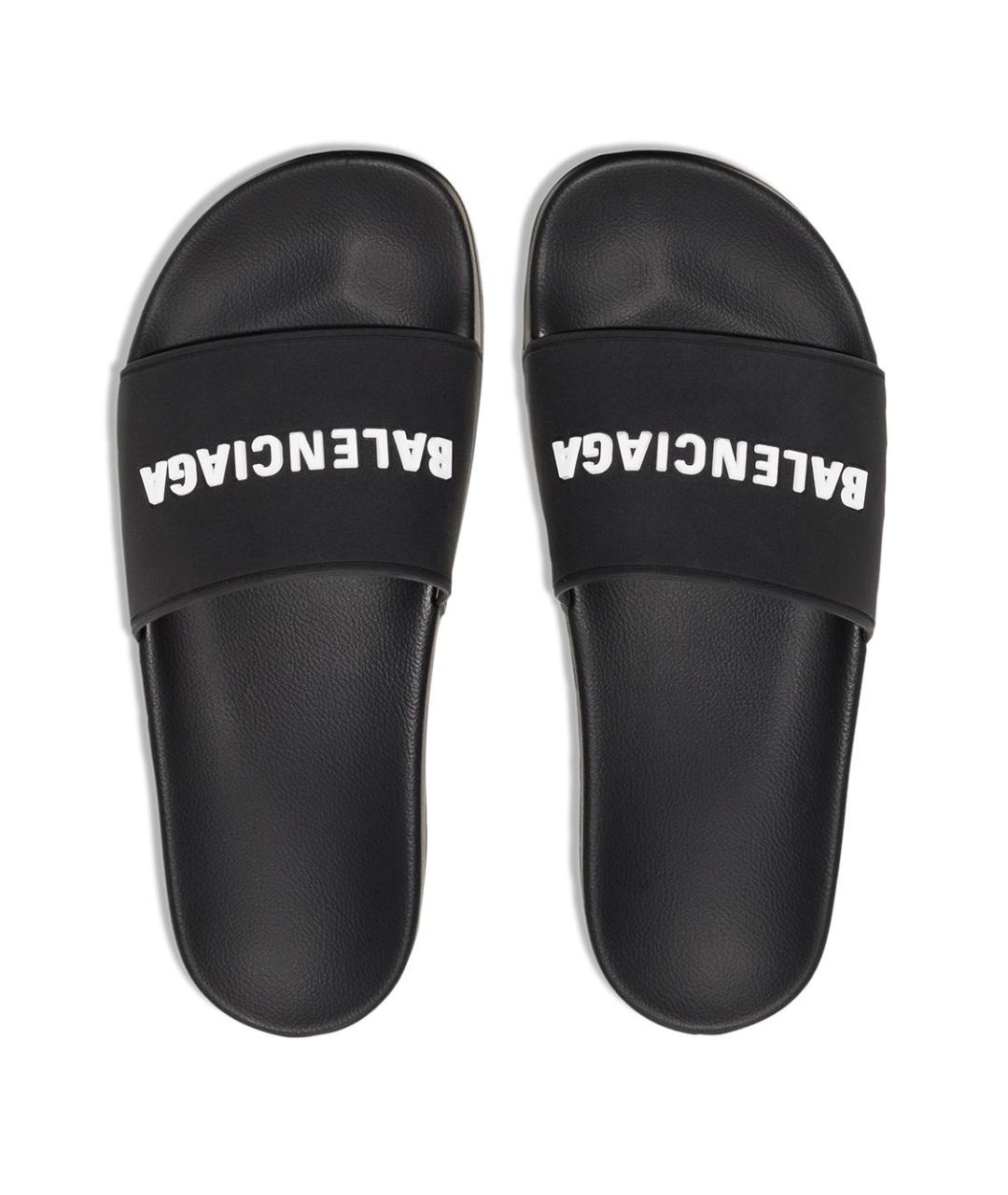 BALENCIAGA Черные кожаные шлепанцы, фото 5