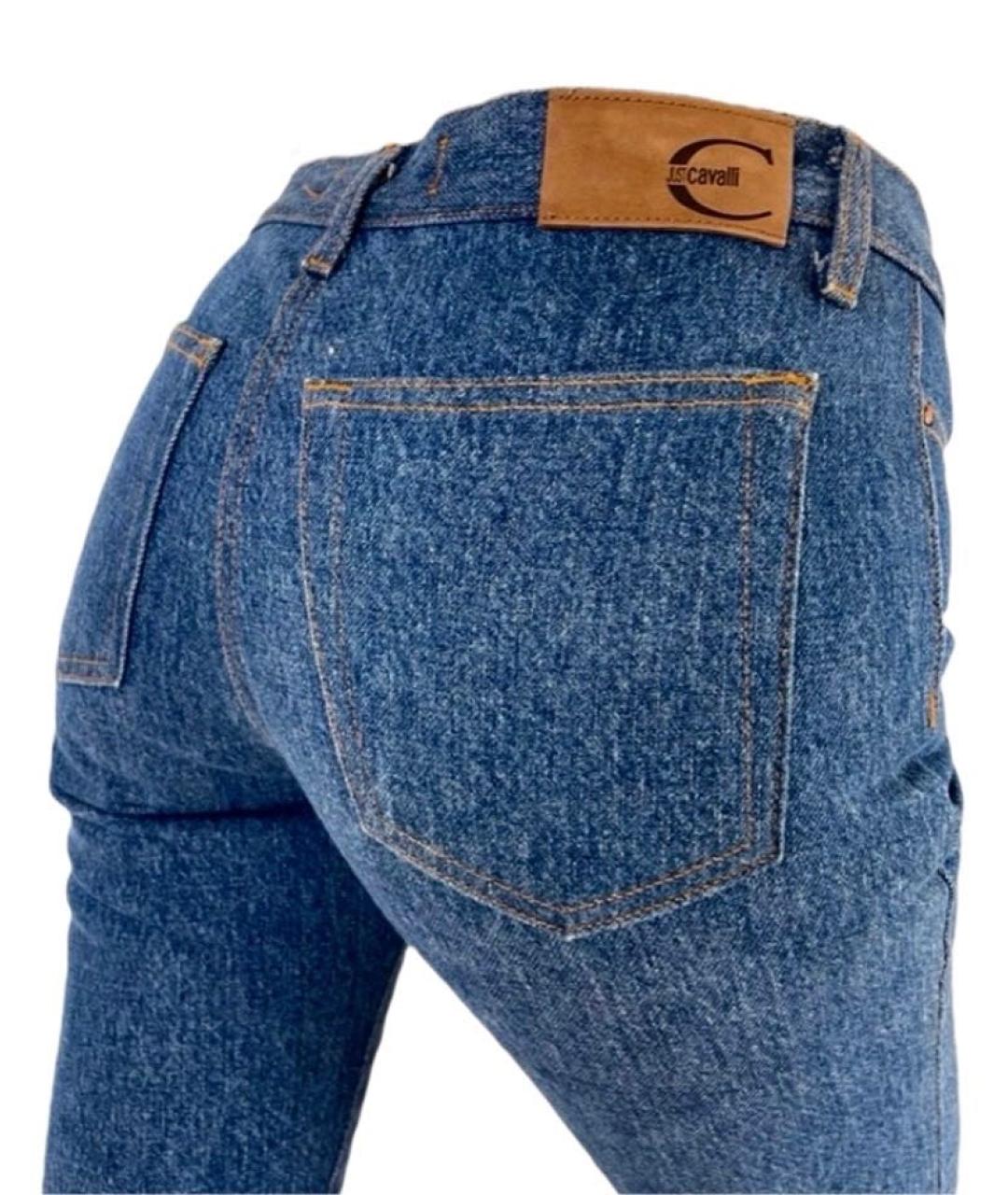 JUST CAVALLI Синие хлопковые прямые джинсы, фото 5