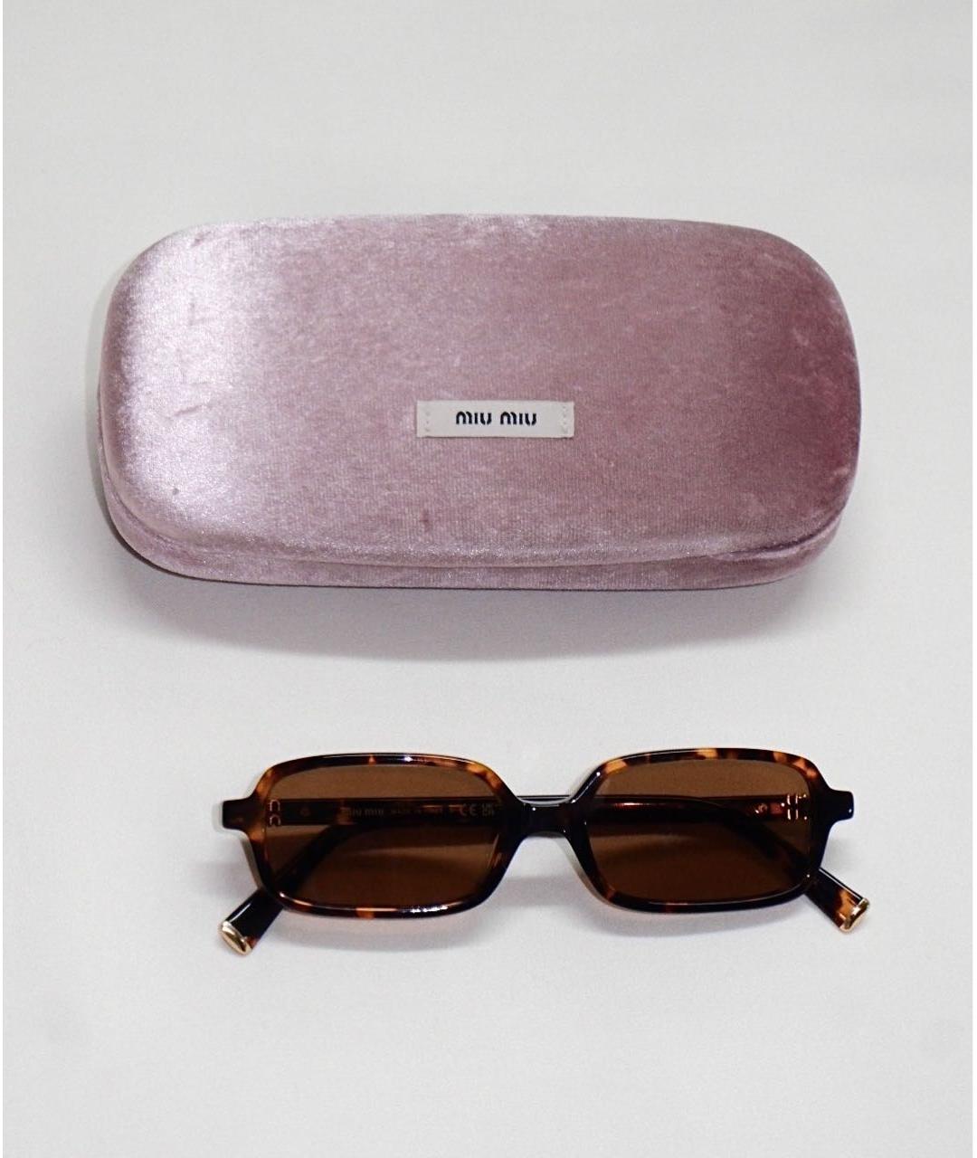 MIU MIU Коричневые пластиковые солнцезащитные очки, фото 5