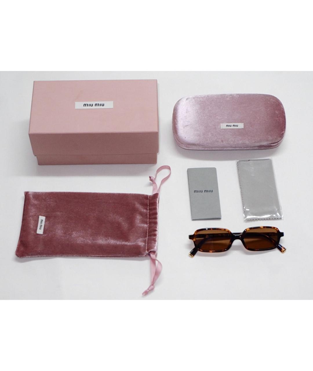 MIU MIU Коричневые пластиковые солнцезащитные очки, фото 4