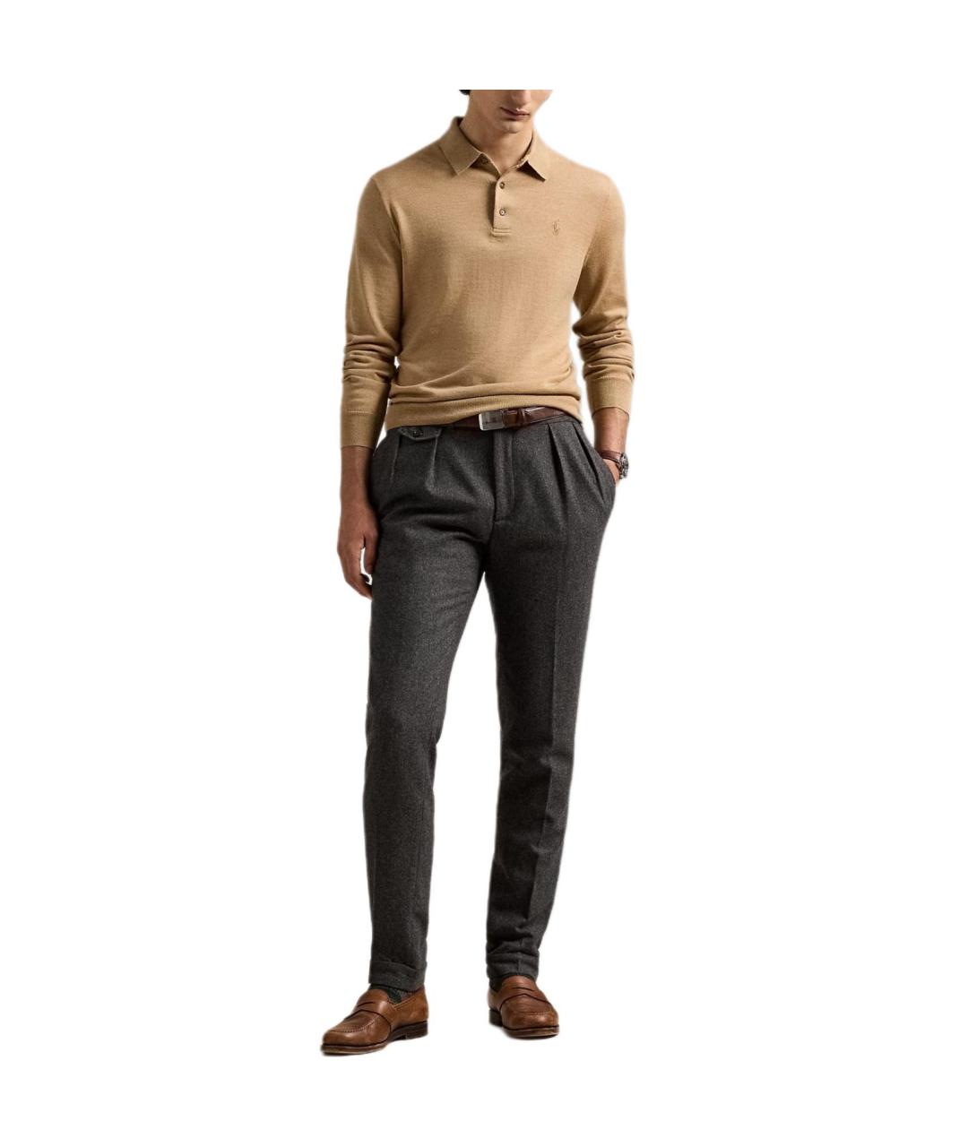 POLO RALPH LAUREN Бежевый шерстяной джемпер / свитер, фото 2