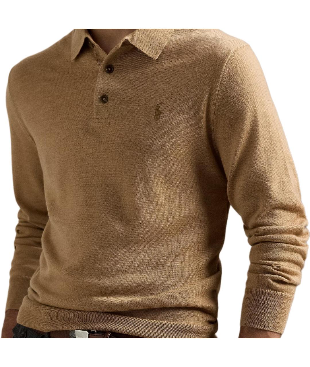 POLO RALPH LAUREN Бежевый шерстяной джемпер / свитер, фото 5