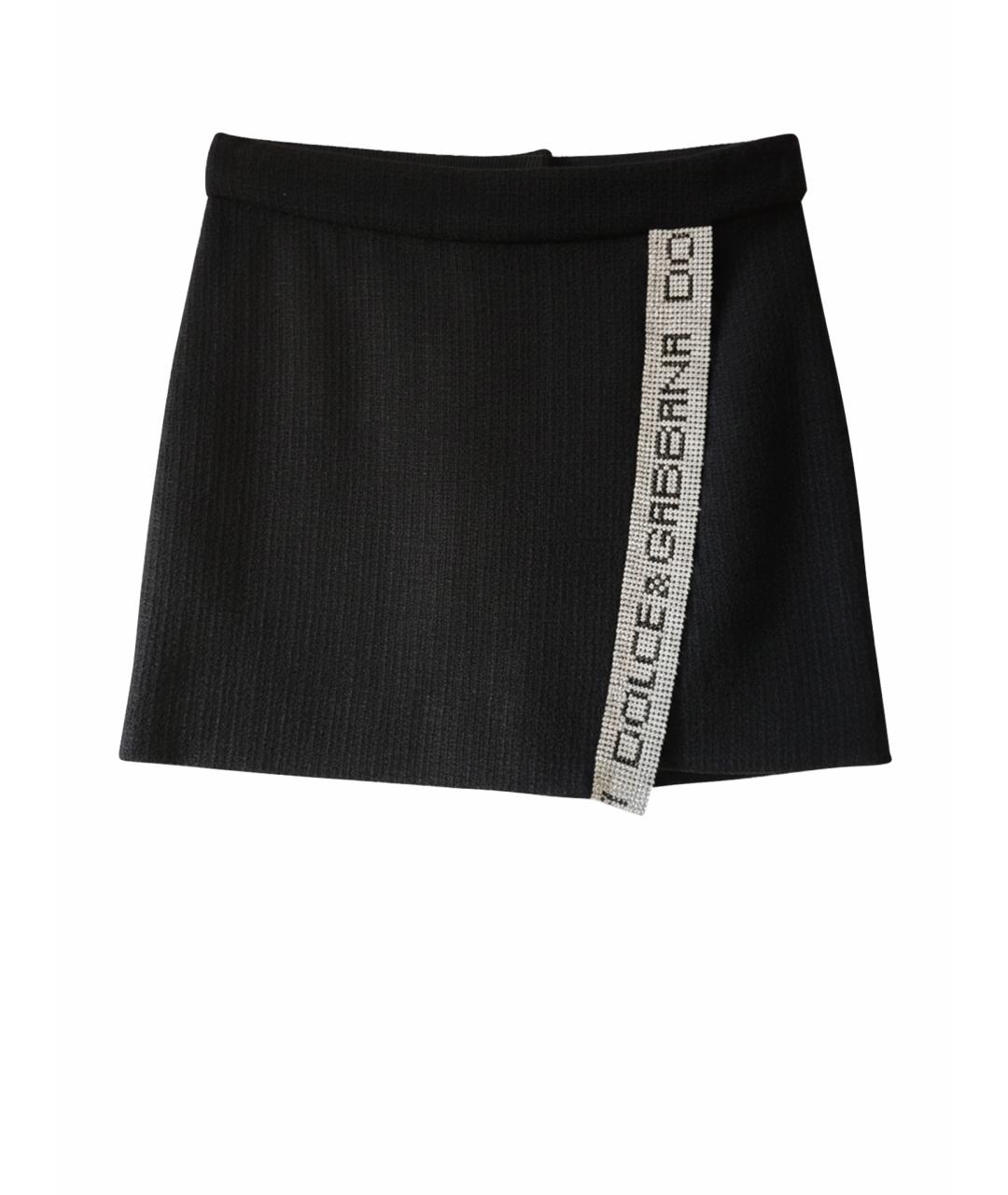 DOLCE&GABBANA Черная шерстяная юбка мини, фото 1