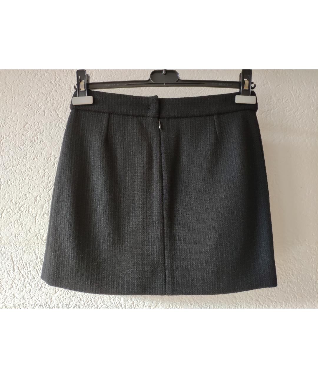 DOLCE&GABBANA Черная шерстяная юбка мини, фото 2