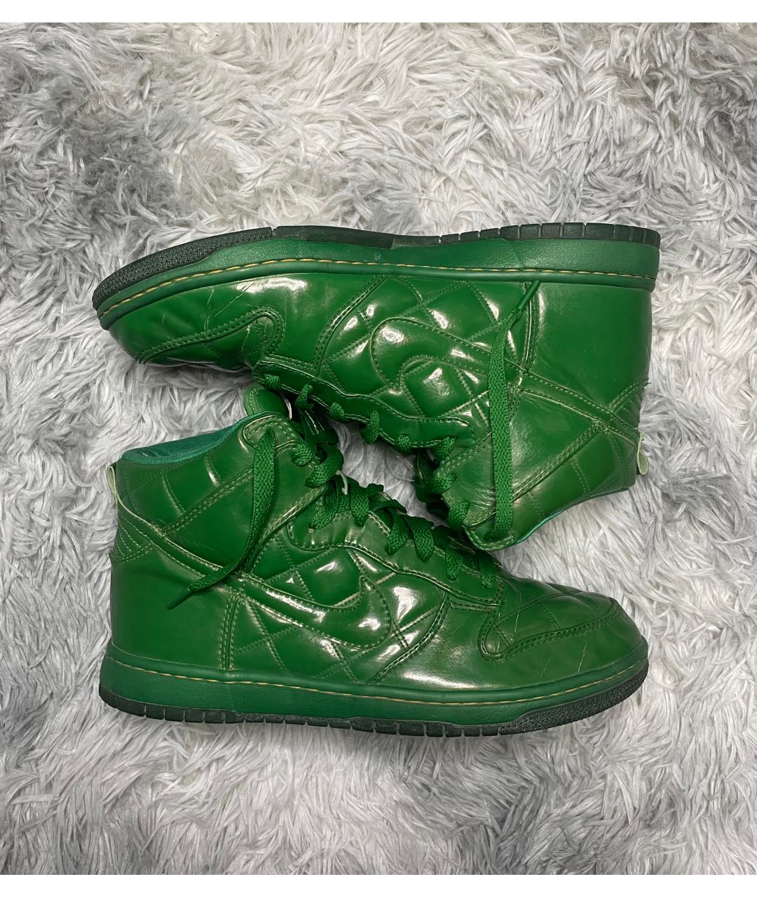 NIKE Зеленые высокие кроссовки / кеды из лакированной кожи, фото 9